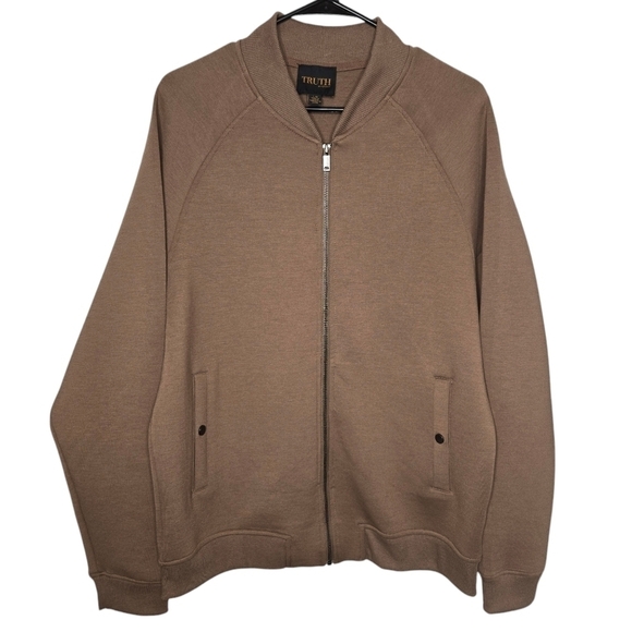 TRUTH by REPUBLIC Men's Chocolate Brown Full Zip Bomber Jacket Size Large - Picture 1 of 7